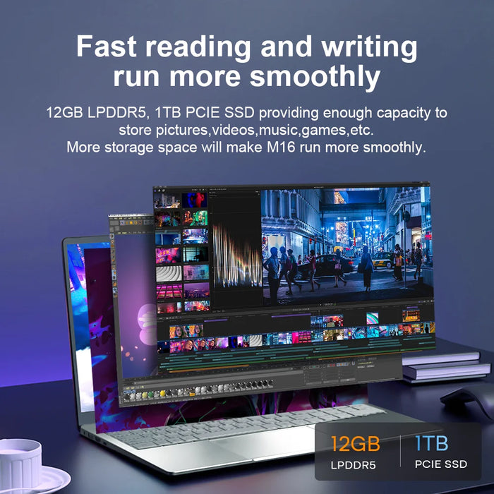DERE Laptops M16 2023 New 16" 2.5K IPS Ultra HD Intel N95 12GB